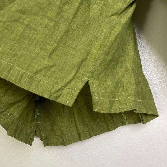 Bryn Walker Linen Top Womens Small Green Button Up Boxy Lagenlook Cropped USA - Picture 9 of 12